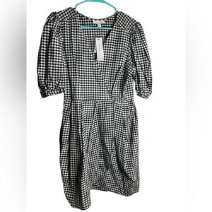 Topshop Monochrome Gingham Midi Dress